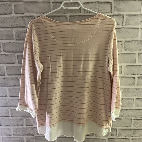 David Buffalo Bitton women’s pink three-quarter sleeve shirt, XL pink stripes, - Picture 6 of 6